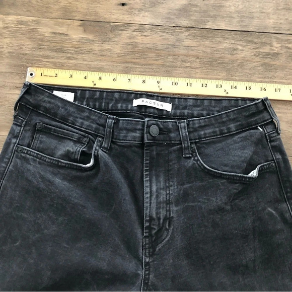 Pacsun Mens 33 waist Slim Fit Black Wash Jeans stretch distressed 33 X 30 - Picture 3 of 9